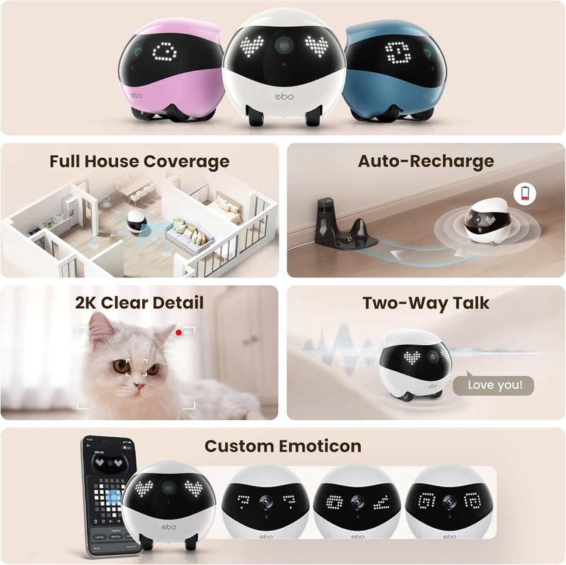 Air 2 Familybot Indoor Security Camera Robot: 2K Pet Camera, Movable Home Robot, gallery