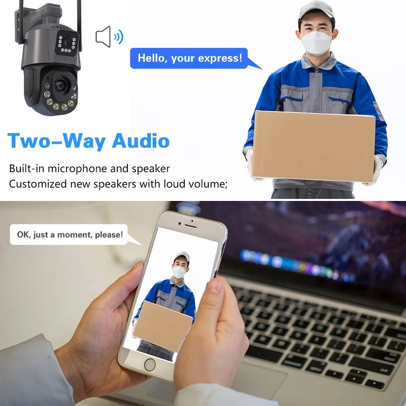 Outdoor Surveillance WiFi Camera 3K 6MP Dual Lens PTZ Human Detectio CCTV Camera gallery
