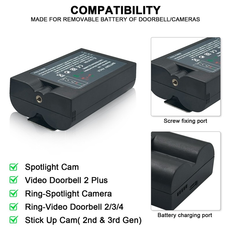New Rechargeable Battery V4 For Ring Video DoorBell 2 3 4 Quick Release gallery