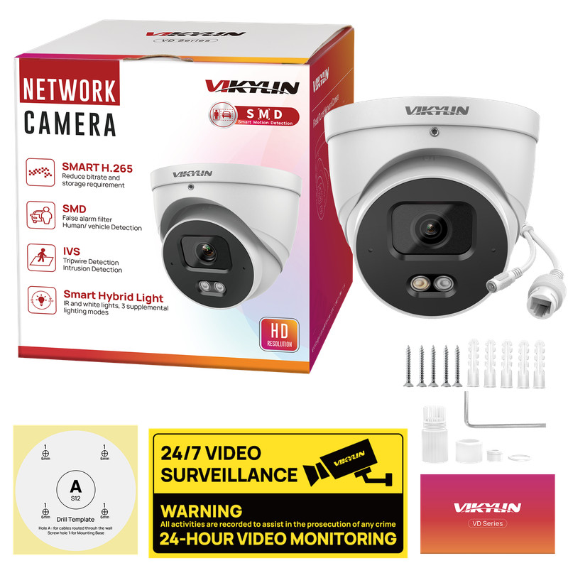 8pcs Vikylin 4MP POE IP Camera Onvif Outdoor Full Color + IR Audio Night Version gallery