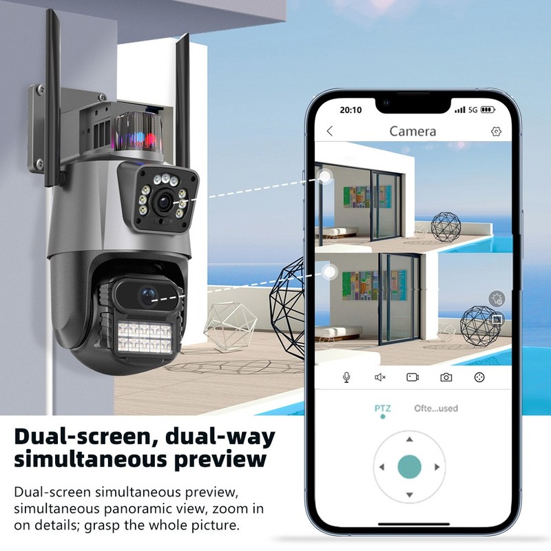 4MP Dual Lens 4K WiFi Security Camera Zoom Outdoor Home Night Vision CCTV PTZ gallery