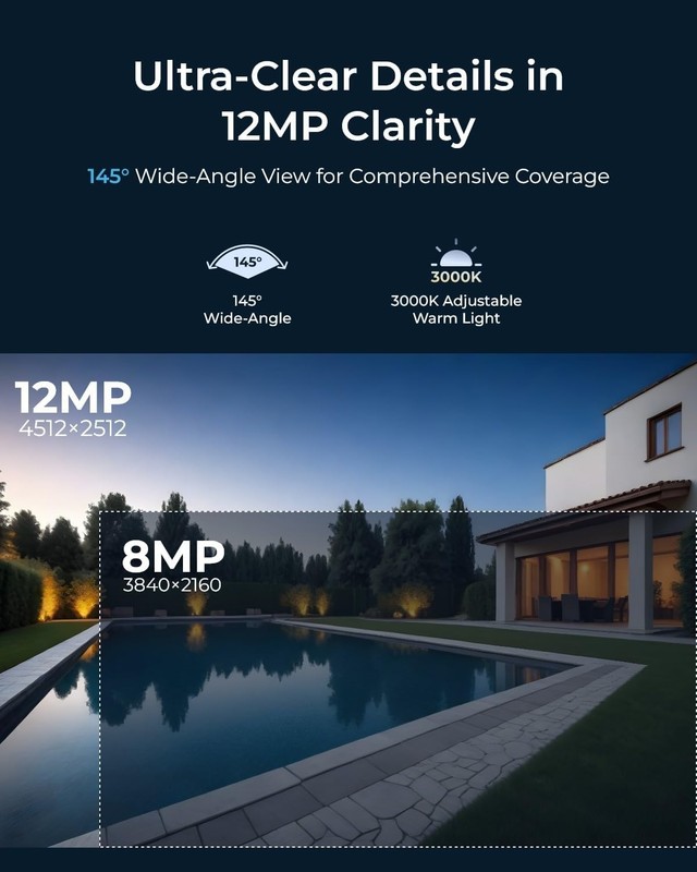 PoE Security Camera,145° Wide Viewing Angle, Featuring Color Night Vision, Two-W gallery