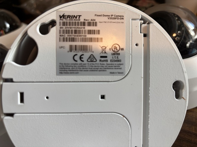 Verint Fixed Dome IP Camera V3520FD-DN, PN 70-300-6448 INCLUDES ALL 9 CAMERAS! gallery