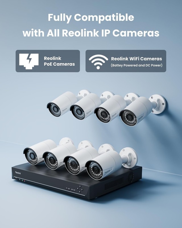 REOLINK 16CH 5MP Home Security Camera System, 8pcs Wired Outdoor PoE IP Cameras gallery
