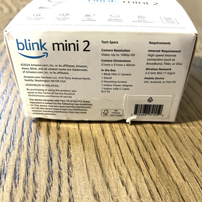 Blink Mini 2 Wired Indoor/Outdoor Smart Security Camera with 1080p HD, White gallery
