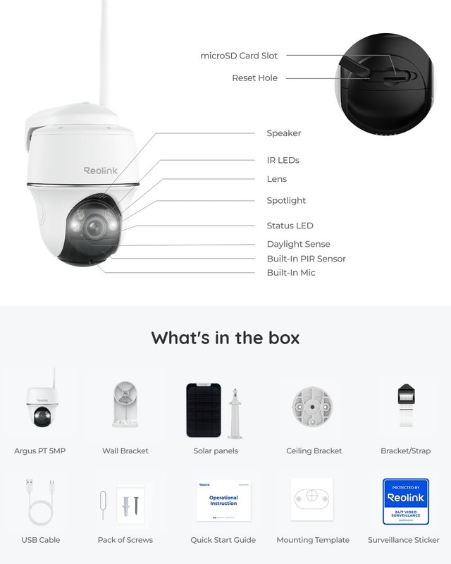 Security Cameras Wireless Outdoor, Pan Tilt Solar Powered, 5MP 2K+ Color Nigh... gallery