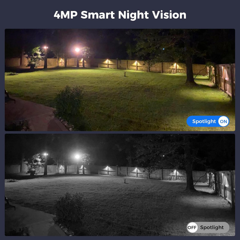 Solar Security Camera, 2PCS 4MP Wireless Wifi Camera Outdoor, PTZ 360° View, PIR gallery