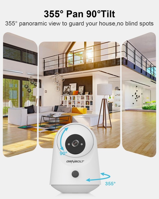 2K WiFi Indoor Security Camera - Wireless Pan Tilt Pet & Baby Monitor, 5000mAh B gallery