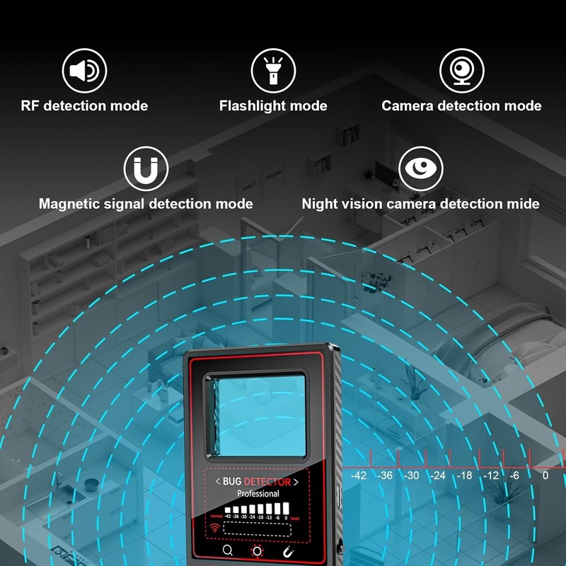 2025 Hidden Camera Detector with Night Vision & 8-Level Sensitivity, Anti-Spy gallery