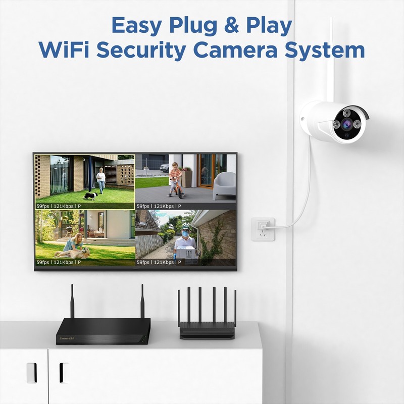 2.5K H.265+ NVR 4pcs 5MP camera Plug-in Security Instant Alert Camera System+3TB gallery