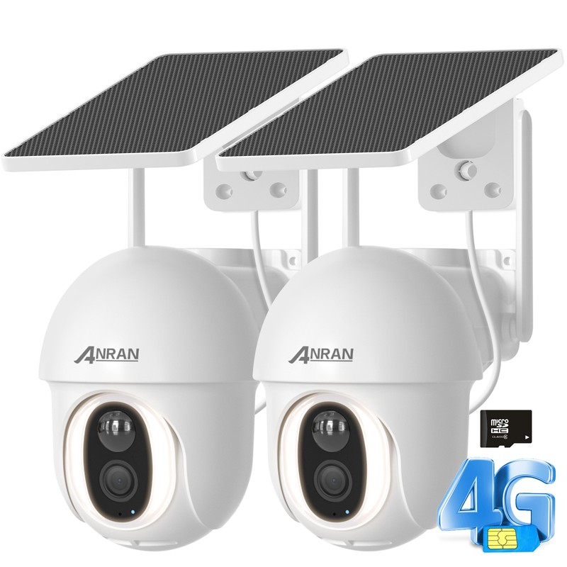 2 Pack 4G LTE Cellular Wireless Security Camera Solar Powered with SIM Card IP65