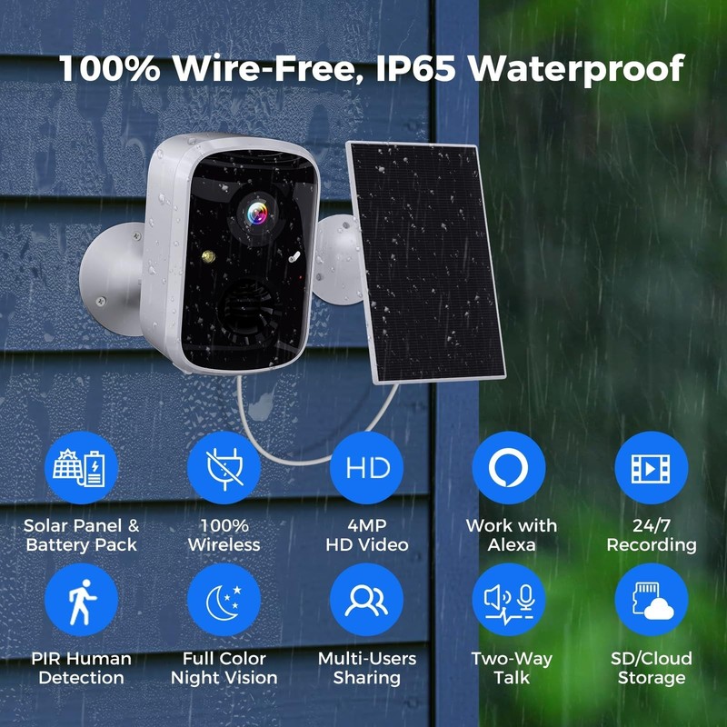 Hiseeu Solar Security Camera 4MP Wireless Outdoor WiFi Night Vision gallery