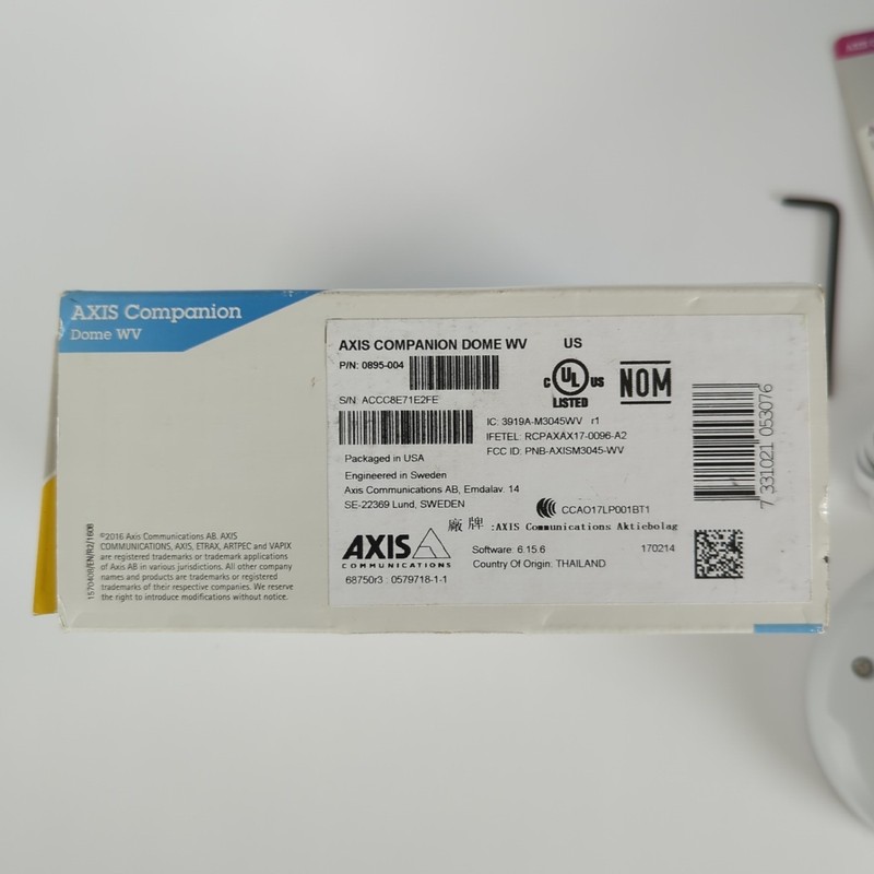 AXIS Companion Dome WV 0895-004 Indoor, 2MP, Wireless 1080p *Untested* gallery