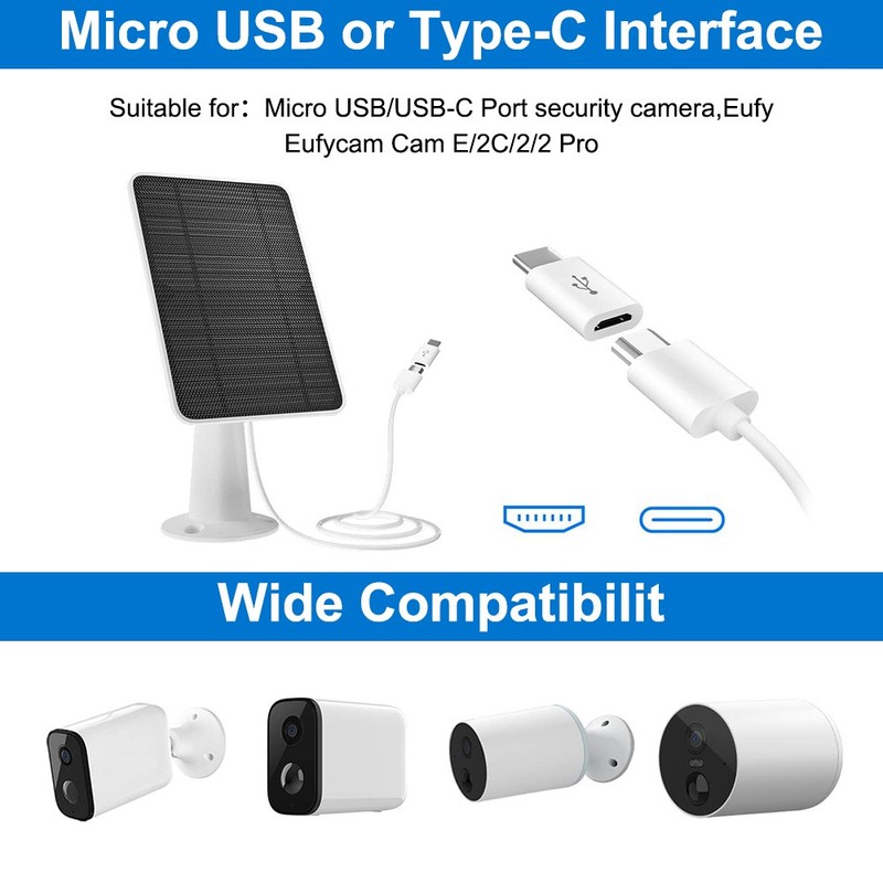 10W Waterproof 5V USB C Micro USB Wireless Security Camera Solar Panel Charger gallery