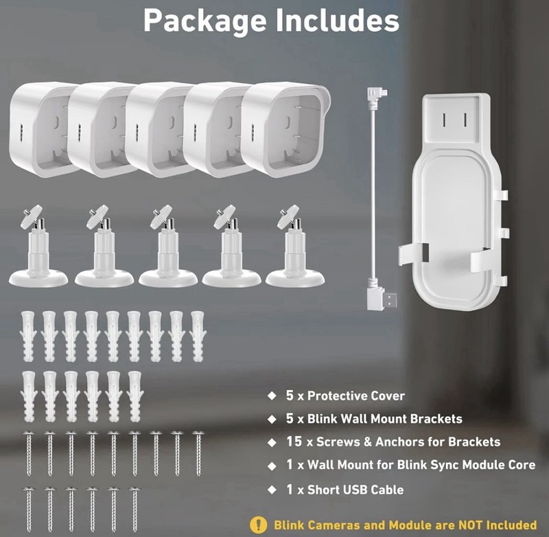 Blink Wall Mount Brackets & Protective Covers Kit w/ Screws/Anchors, White gallery