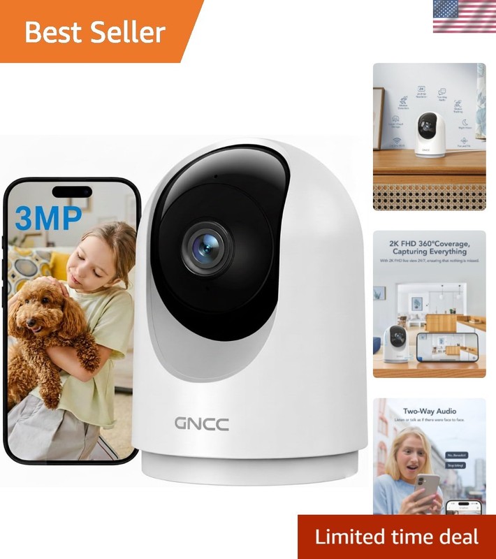 Advanced Indoor Security Camera: 2K Video, Cloud Storage & Alexa Compatibility