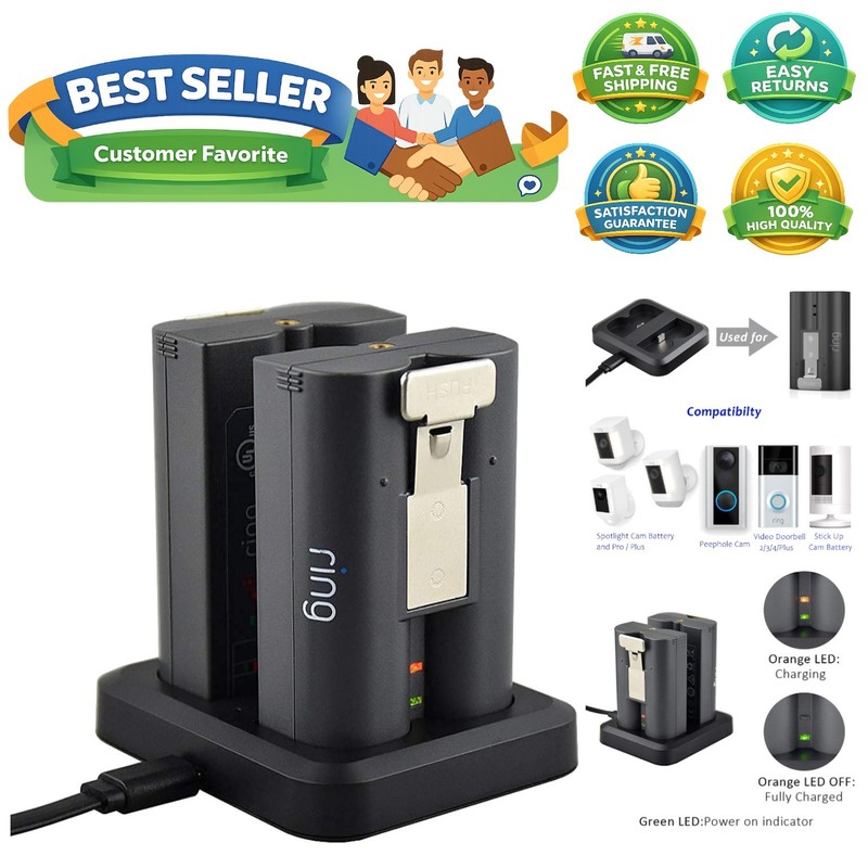 Battery Charger for Ring Rechargeable Battery,Dual Ring Battery Charger Stati…