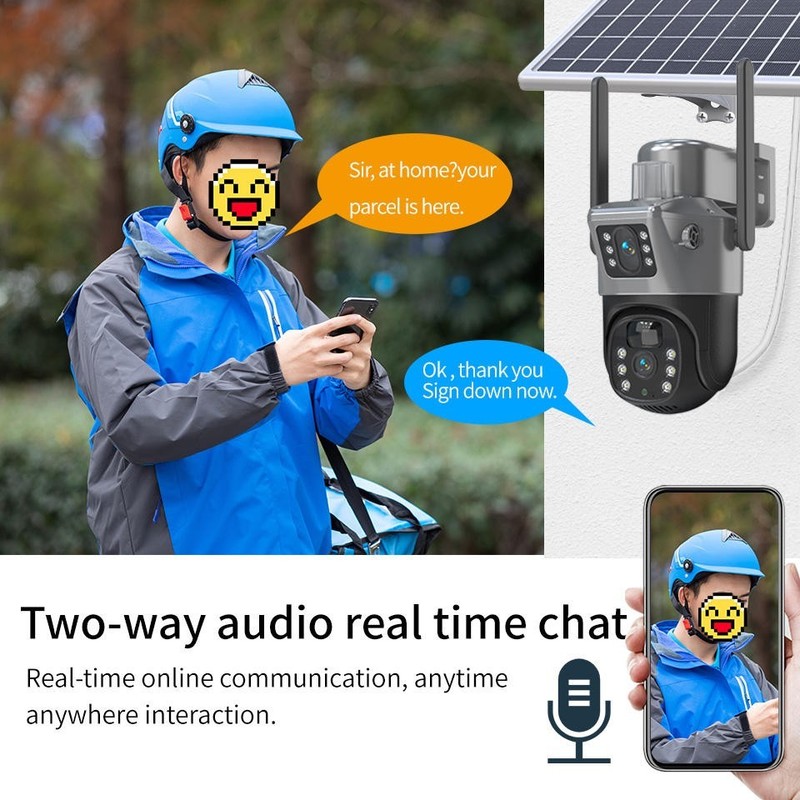 Solar Security Dual Lens Camera Outdoor 4K - HD Wifi Wireless IP Cam PTZ CCTV gallery