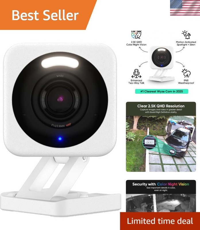 Enhanced Color Night Vision Camera with 2-Way Audio – Alexa & Google Compatible