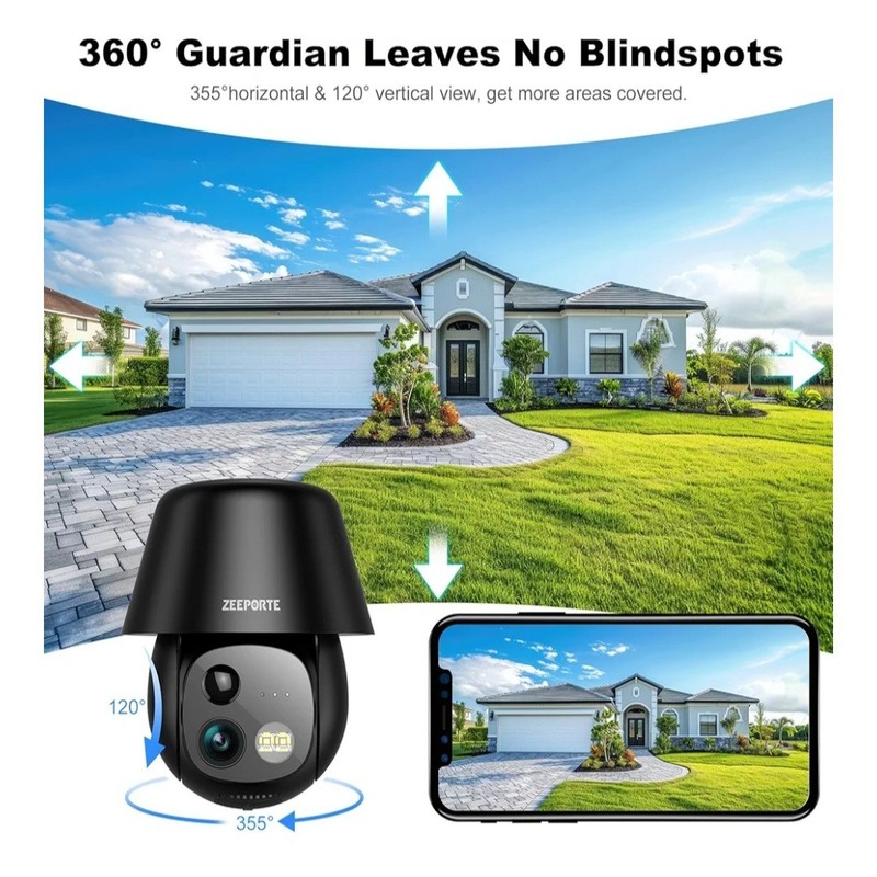 Solar Security Camera Wireless Outdoor, 2K Pan/Tilt 360° View Solar Battery NEW gallery
