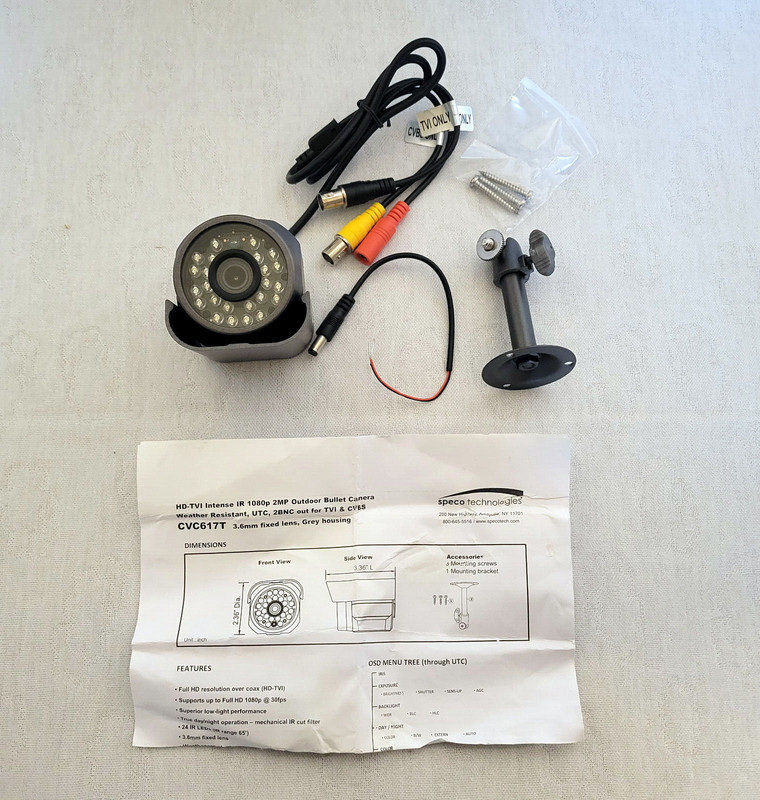 HD-TVI Speco Technologies CVC617T Camera, Fixed Lens, Bullet Type, 12VDC gallery