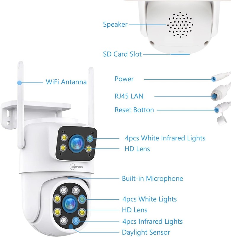 Wireless Security Camera Wifi 4MP Dual Lens Camera,2K HD PTZ Dome Camera gallery