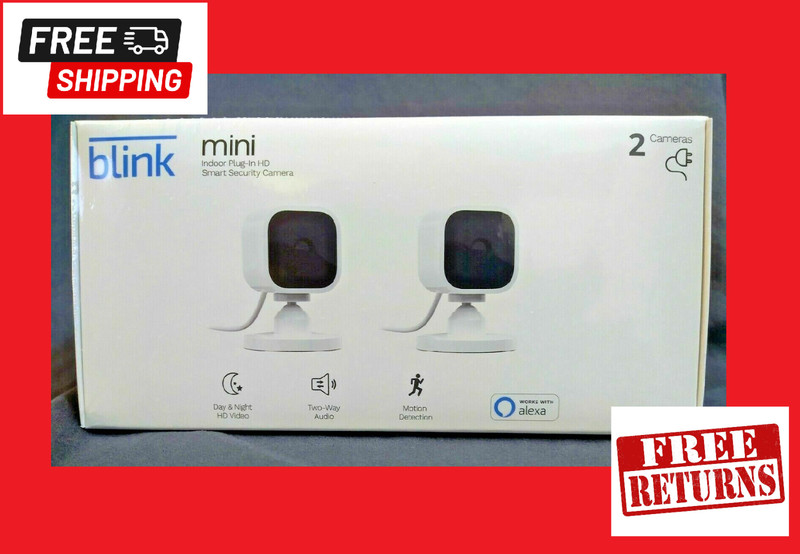 Blink Mini Indoor 1080p Wi-Fi Security Camera 2-Pack White Two Way Audio HD