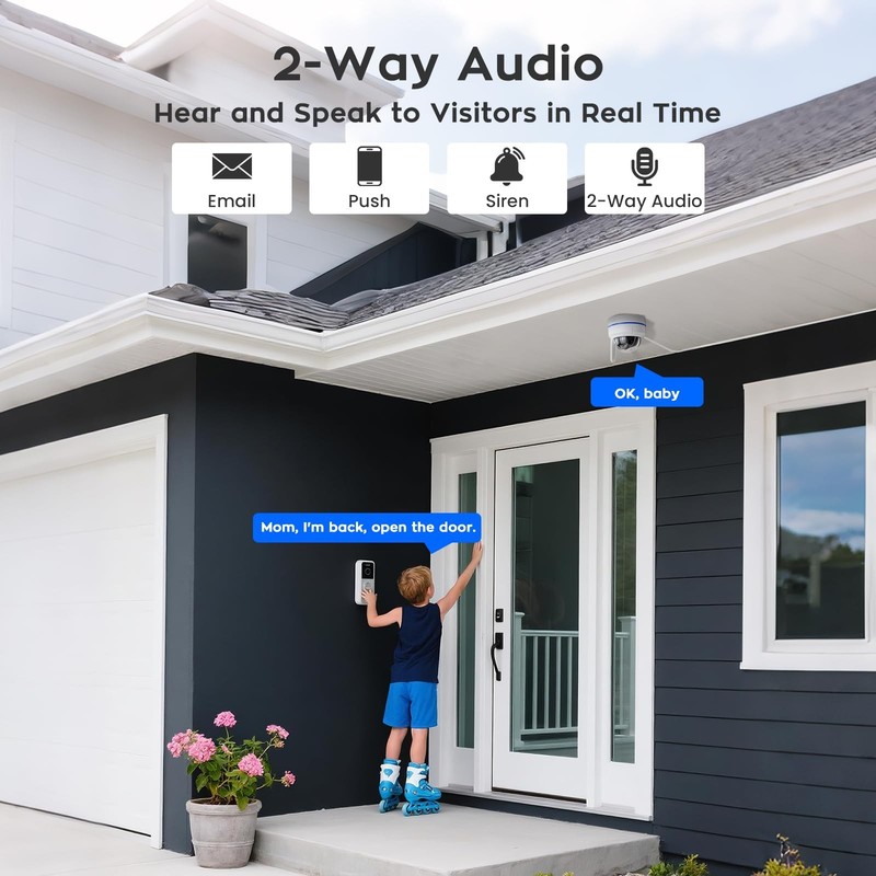 [AI Tracking Ceiling CAM 2K HD Metal PTZ Dome Wireless Security Camera with A... gallery