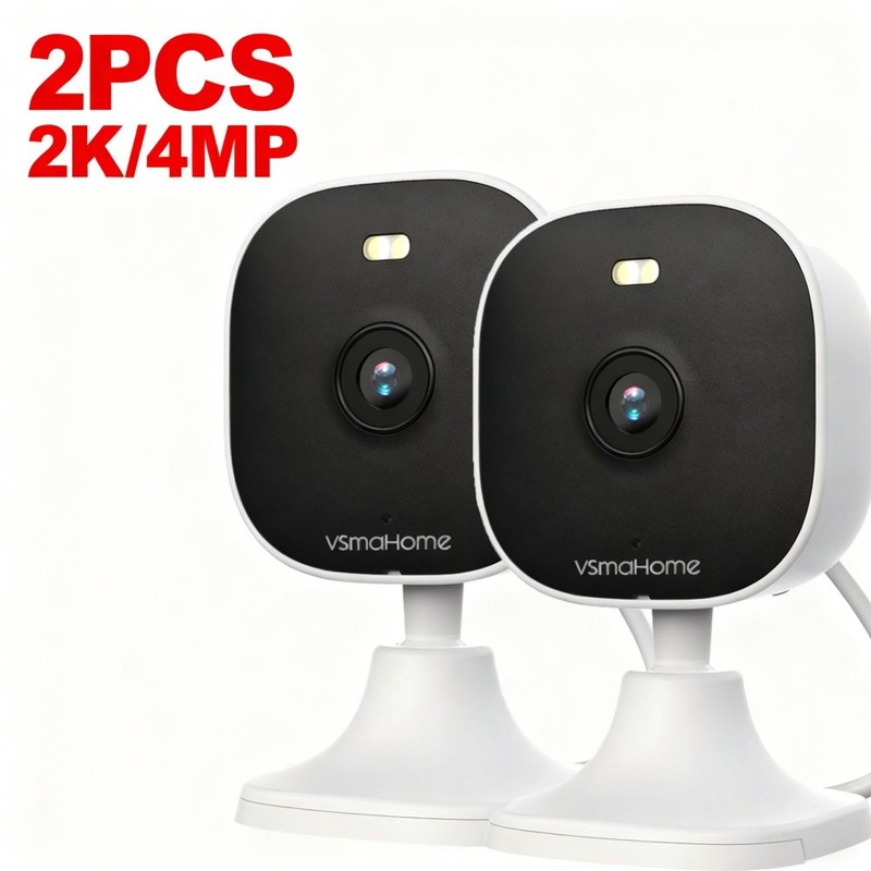 VSmaHome 2-pack WiFi 2K Security Camera 8X Zoom Out/indoor, Night Vision,360PTZ