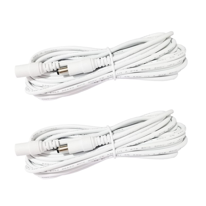 LitaElek 2pcs 1m 3.3ft DC Extension Cable 12V Cord 5V-24V White