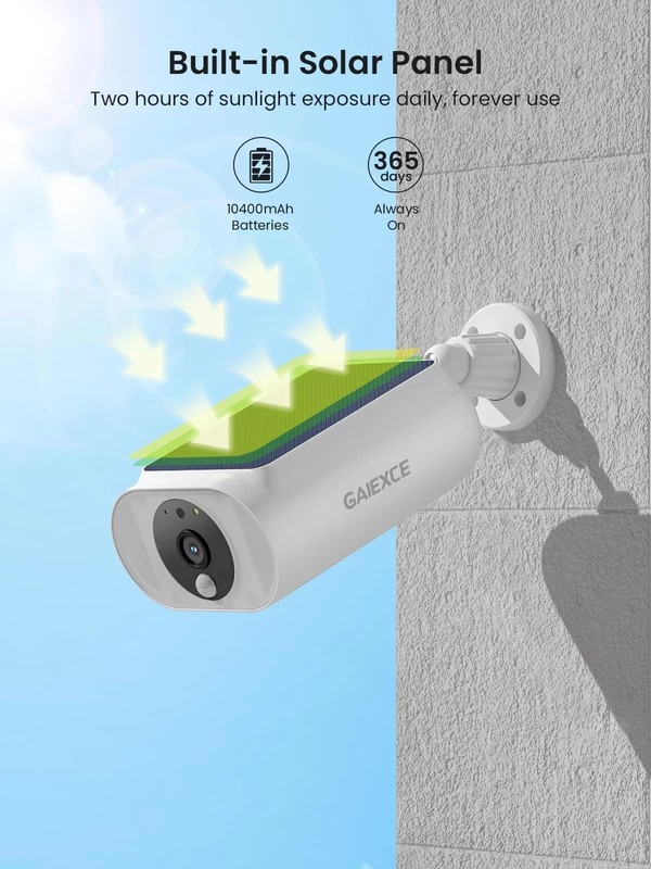 Solar Security Camera, Wireless Security Camera Outdoor, 2K with Integrated S... gallery