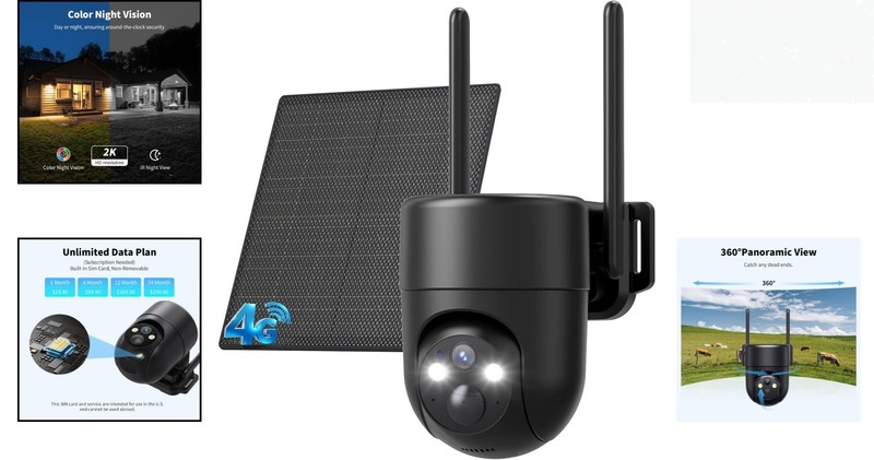 Solar-Powered 4G LTE Camera – Real-Time Outdoor Security with Color Night Vision gallery