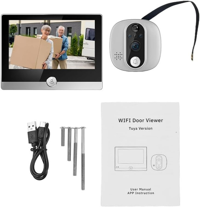 Wifi 1080P Video Doorbell Camera, 2.4Ghz Peephole Camera Door Viewer with 4.3Inc gallery