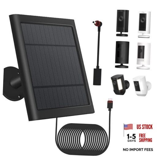 1 Pack - Solar Panel for Ring Security Camera Spotlight Cam Dark Black