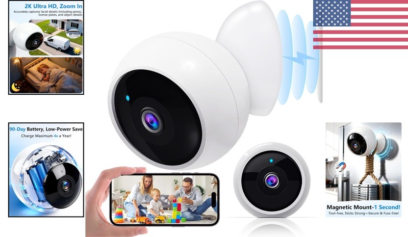 Install-Free Outdoor 2K Security Camera: Magnetic, Weatherproof, Two-Way Audio gallery