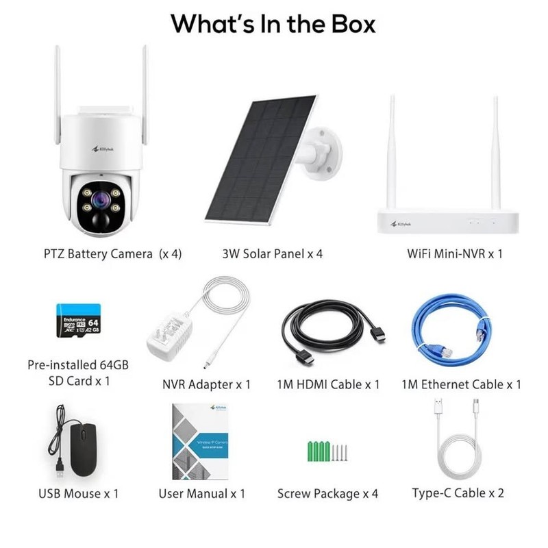 Kittyhok Solar Security Cameras Wireless Outdoor, 360° Pan & Tilt Home Security gallery