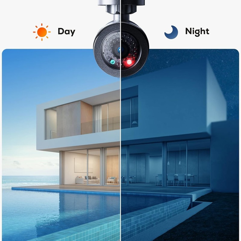 Fake Security Camera Outdoor Indoor Bullet 4 Pack Night Vision LED Lights gallery