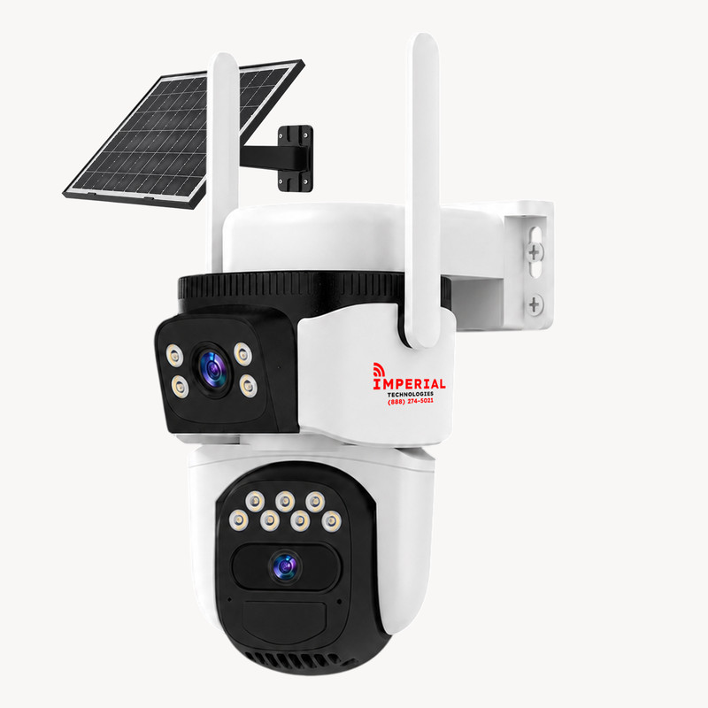 Imperial 2MP Solar WiFi PTZ Security Camera Dual Lens IP66 Waterproof