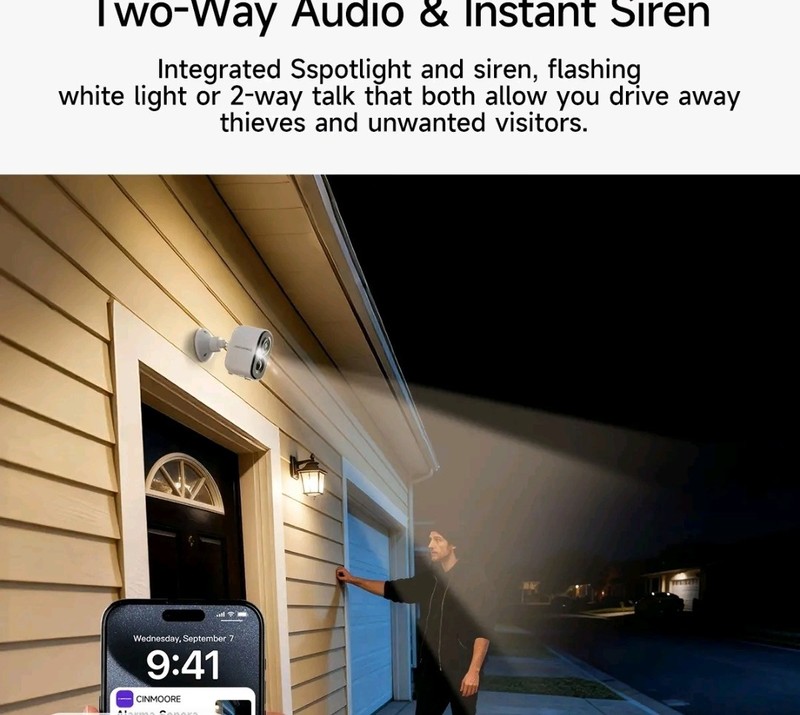 Wireless 2.5k Magnectic HD Video Night Vision Motion Detection Security Camera gallery