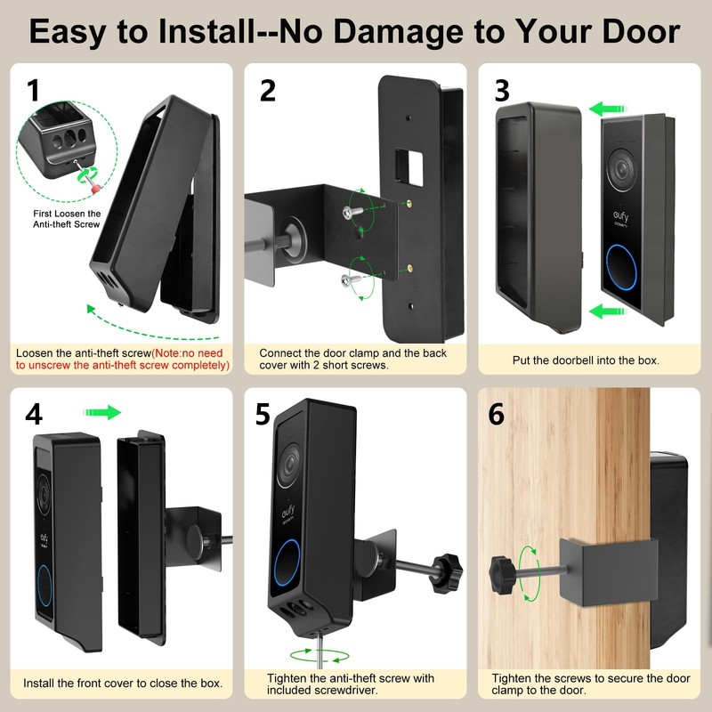 Anti-Theft Video Doorbell Mount for Eufy Doorbell E340/Wyze Duo Cam Doorbell, N gallery