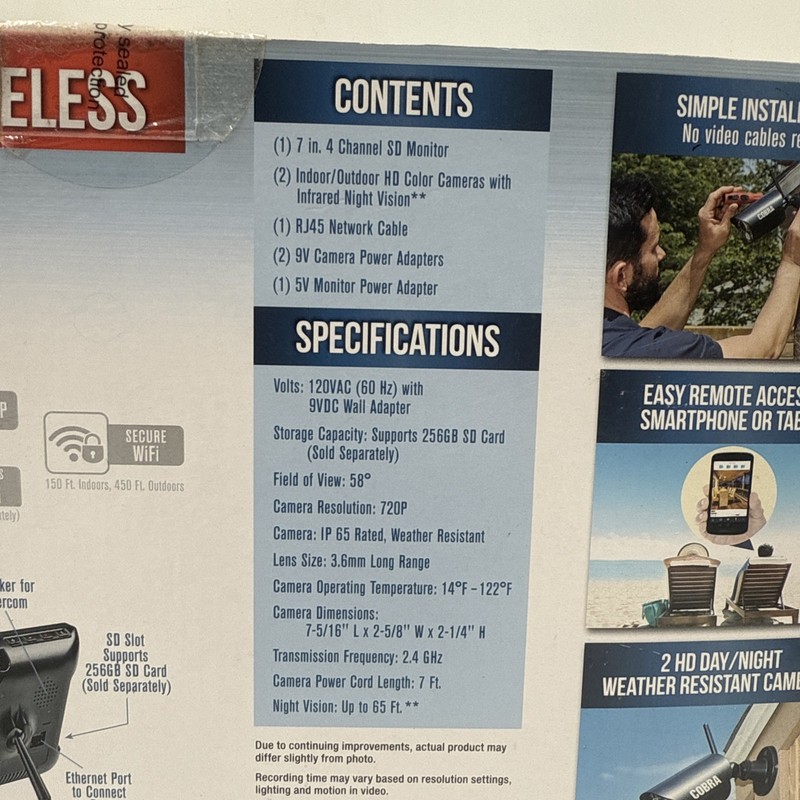 COBRA 4 Channel Wireless Surveillance System Brand New Open Box Free Shipping gallery