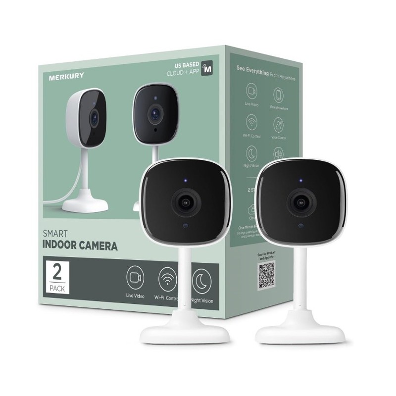 UNTESTED 6-PACK – Merkury Smart 1080P Smart Indoor Security Camera Voice Control
