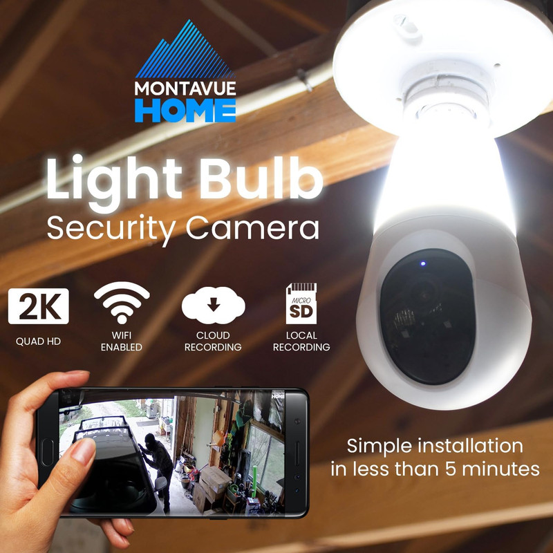 Light Bulb Security Camera, 4MP 2K, Human and Vehicle Detection, Indoor Outdoor, gallery