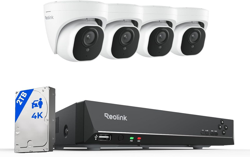 4K Security Camera System with 4 PoE Cameras & 2TB NVR for 24/7 Monitoring