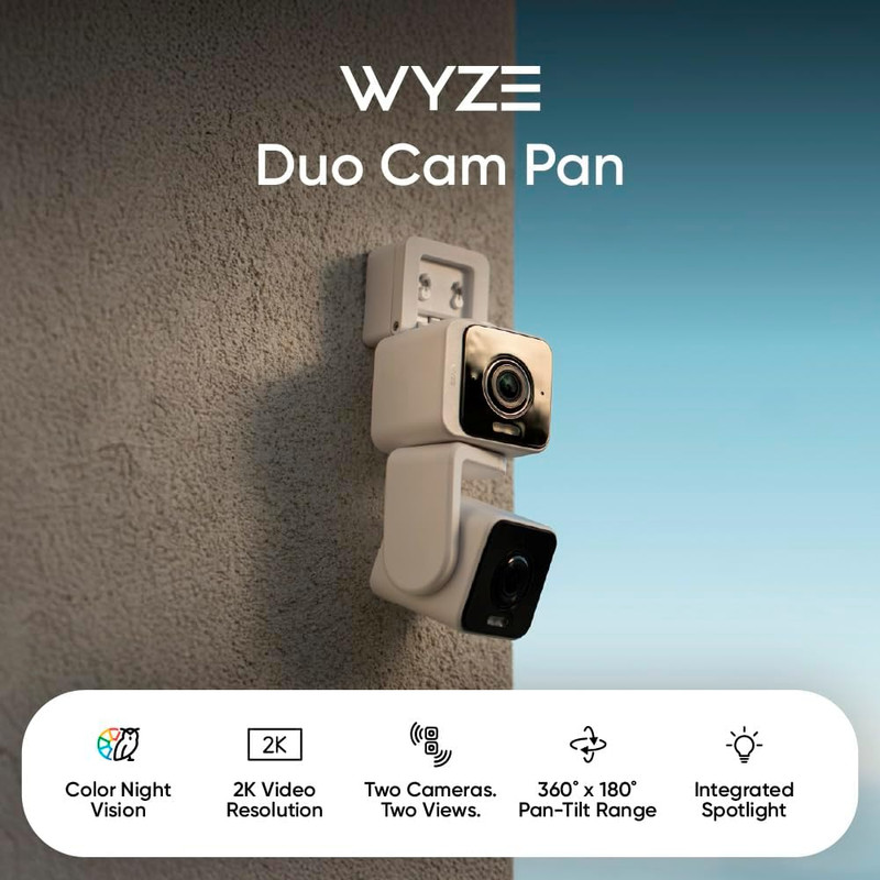 WYZE Duo Cam Pan Indoor/Outdoor IP65 2K 360° Pan/Tilt Smart Home Security Camera gallery