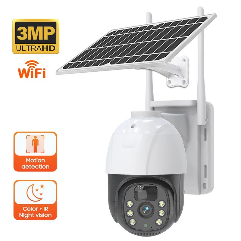 2pcs Sansco Wi-Fi Solar PTZ 3MP Security Camera 2-Way Audio 385° PIR Wireless gallery