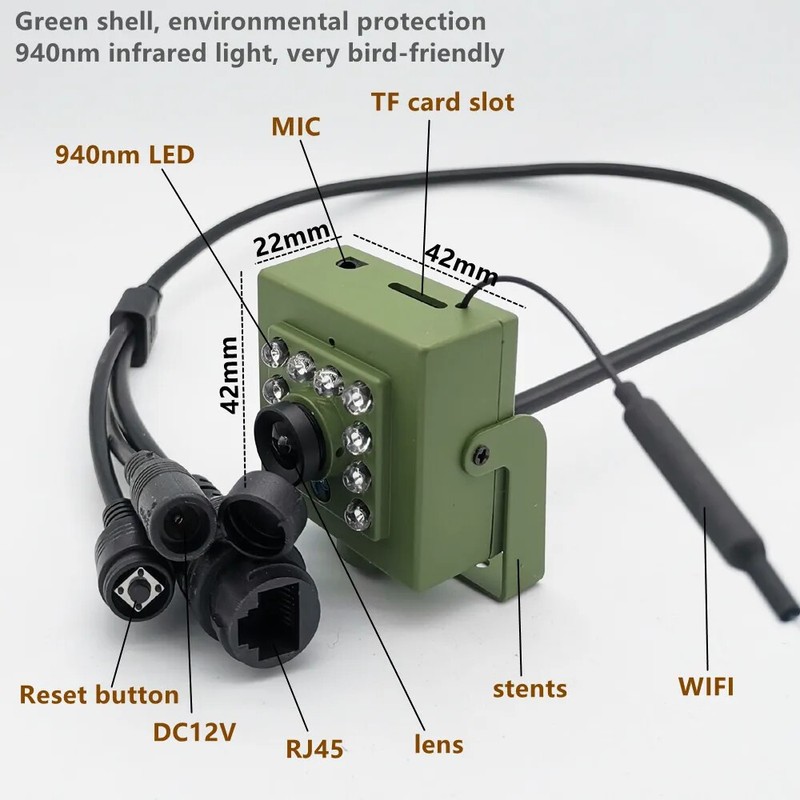 Green Wifi Bird Box Camera Night Vision Mini Pet Nest Bird Watching 2.8mm Lens gallery