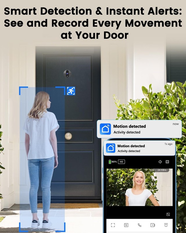 2K Video Peephole Doorbell Camera with 32GB Memory Card, Door Viewer with 4.3... gallery