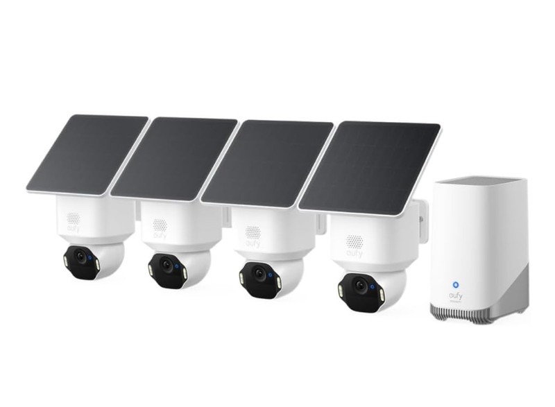 Security SoloCam E42 4-Cam Kit (HomeBase S380),4K Camera Wireless Outdoor,AI