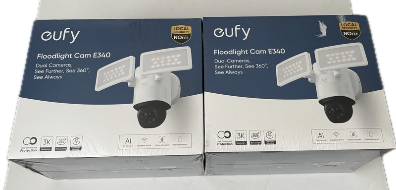 Eufy Security Floodlight 3K Camera E340 Wired – 2 Pack – New Sealed